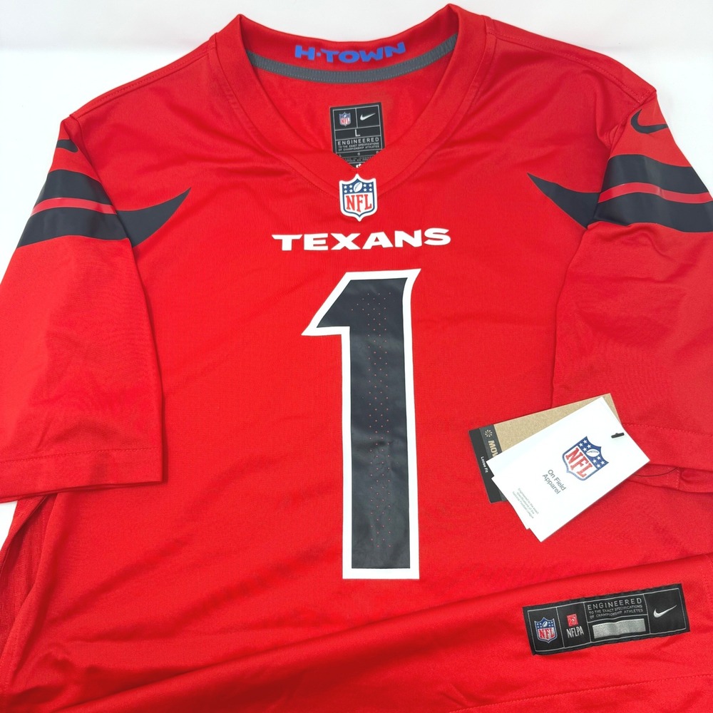 Nike NFL Houston Texans Stefon Diggs 1 Red H-Town Jersey Mens Large NEW